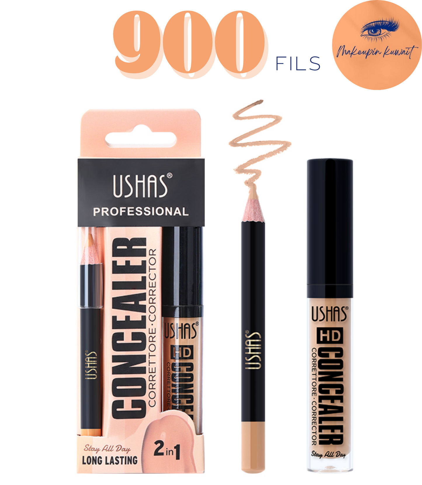Ushas 2-in-1 HD Concealer & Corrector Set – Long-Lasting Coverage | 900 fils