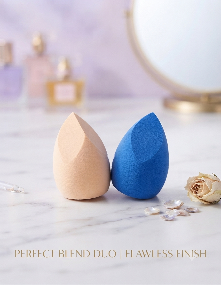Flawless Blend Makeup Sponge Duo (Soft & Reusable Blending Sponges)