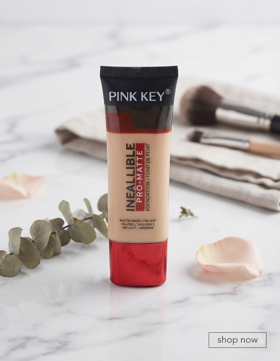 PINK KEY Inallible Pro-Matte Foundation – Oil-Free, Air-Light Matte Finish Liquid Foundation