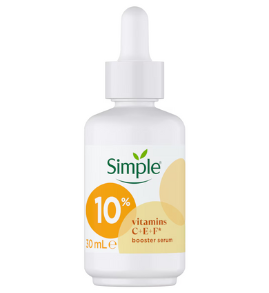 Simple 10% Vitamins C+E+F Booster Serum 30ml | Brightening & Glow Facial Serum