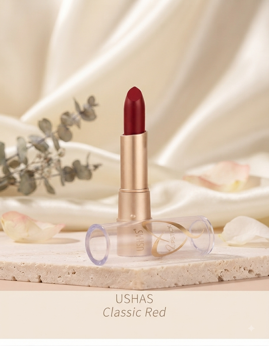 USHAS Classic Red Matte Lipstick – Long-Lasting, Rich Color with Moisturizing Finish